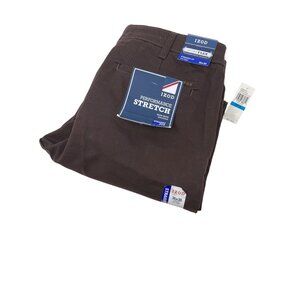 Izod Men's Stretch Chino Pants 36x30 Straight Fit Non-Iron Performance Brown